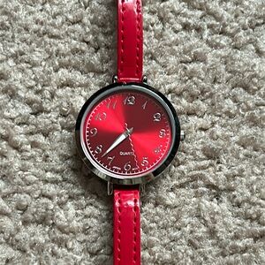 Accutime‎ women’s vintage dainty red/silver unique bracelet watch one size